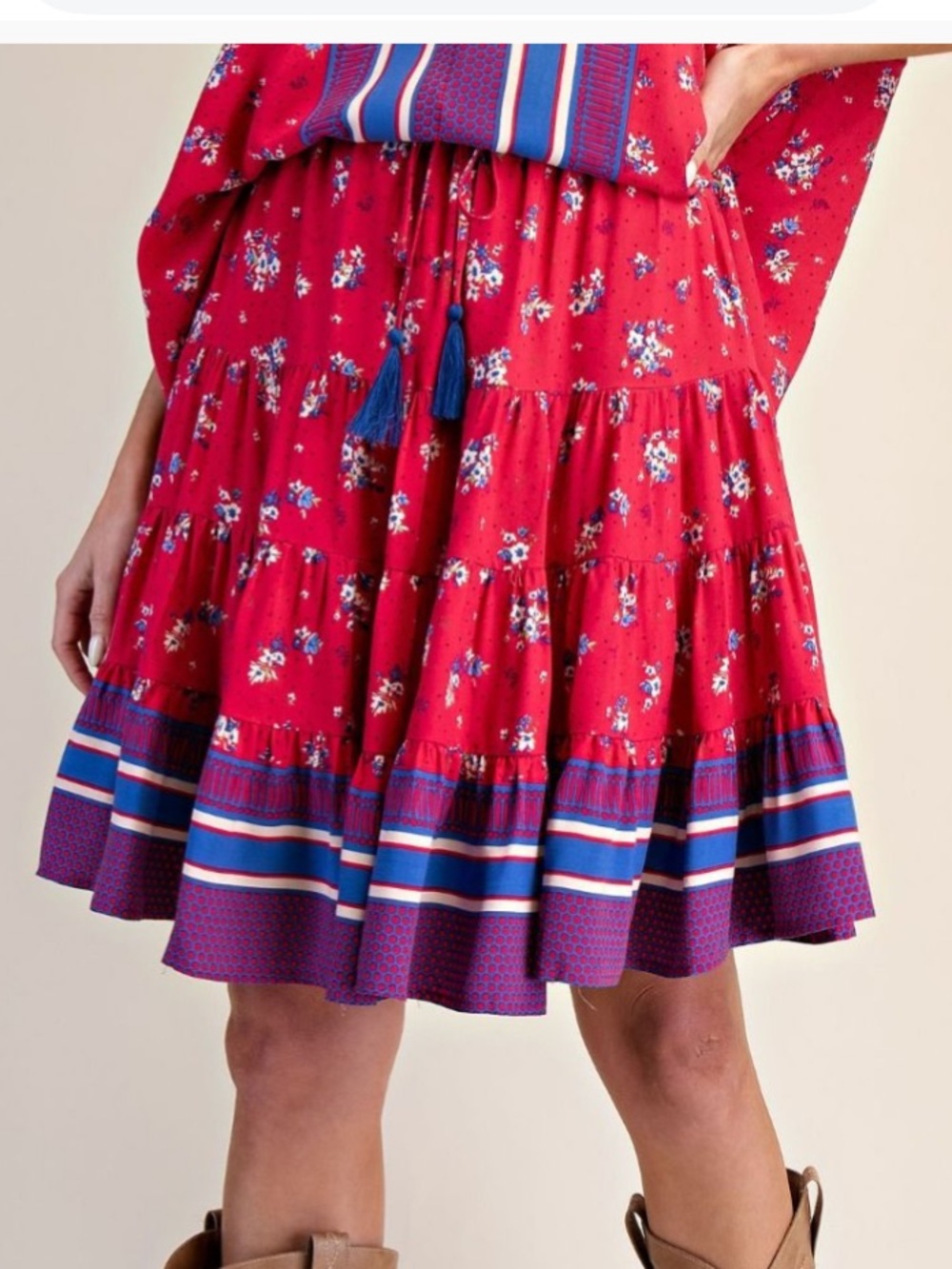 35 ❤️ 1-H BORDER PRINTED CHALLIS MINI SKIRT AND MATCHING SET - Picture 6 of 7
